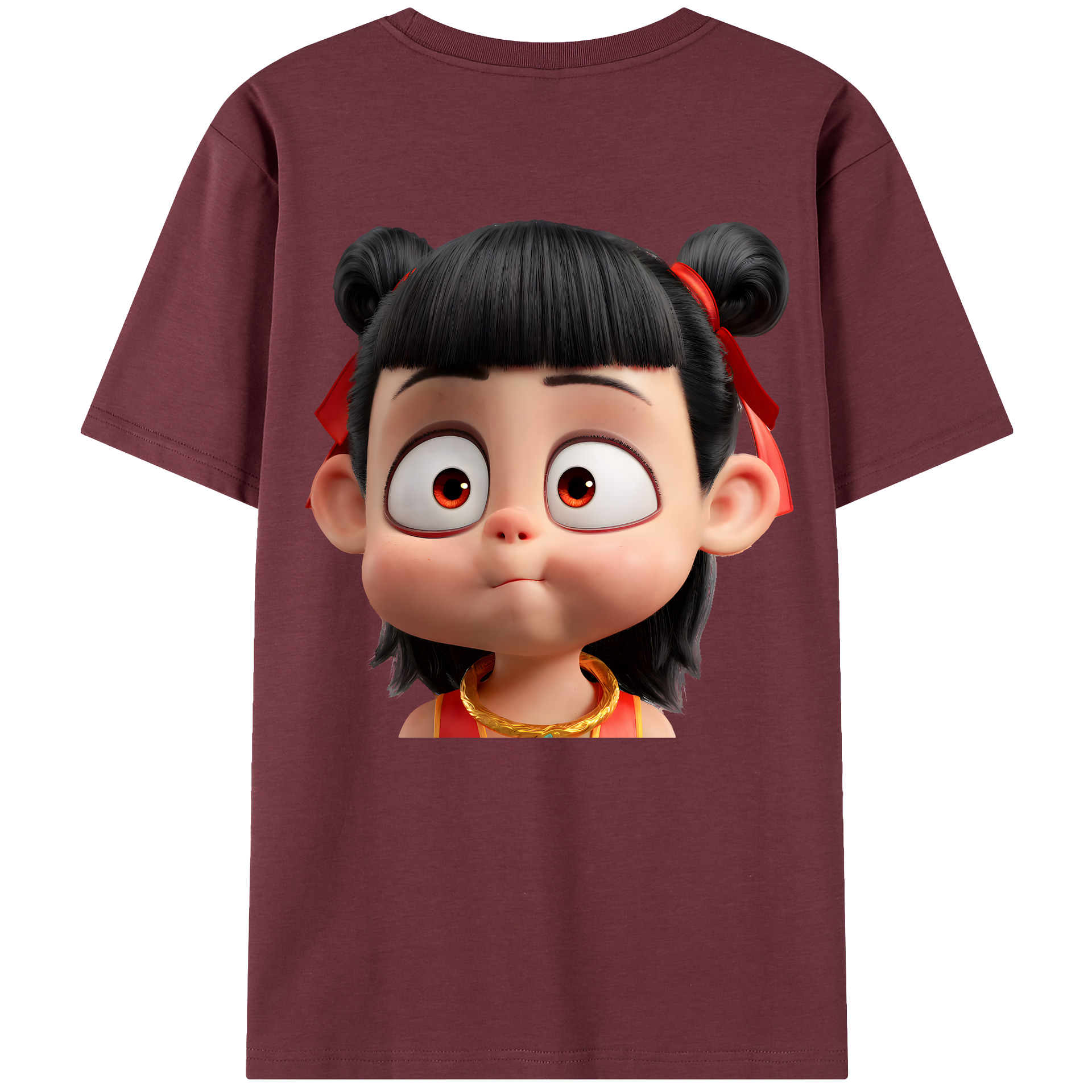 （画像用） Ne Zha 2 ナタ 魔童の大暴れ 綿100％半袖Tシャツ（背面プリント）